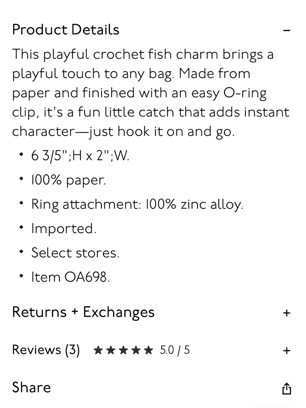 Madewell Straw Fish Bag Charm - Picture 3 of 5